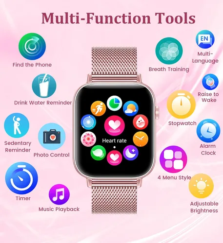 Miniatura 7 de Reloj inteligente de 1.83 pulgadas para mujer con llamada Bluetooth (respuesta/marcación), rastreador de actividad física con más de 100 modos