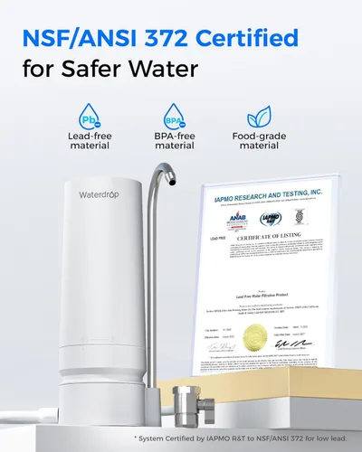 Miniatura 6 de Waterdrop Filtro de agua para grifo de fregadero, sistema de filtro de agua de encimera de 4000 galones y recordatorio de vida del filtro, reduce