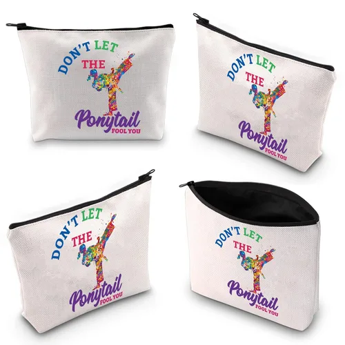 Miniatura 6 de WZMPA Bolsa de maquillaje cosmética Karate Girl para amantes del karate, regalo Dont Let The Tail You Fool You Martial Arts con cremallera
