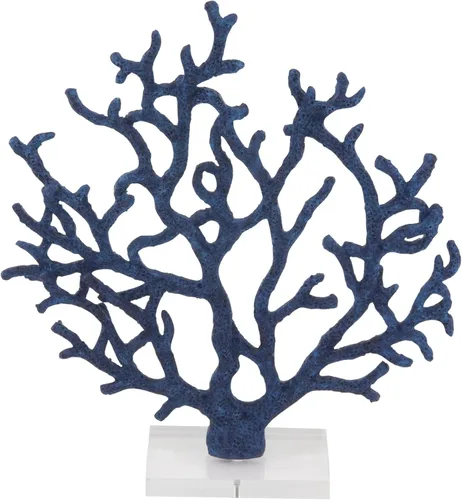 Miniatura 9 de Deco 79 Polystone - Escultura decorativa de coral texturizada, estatua porosa para decoración del hogar con base acrílica, figura decorativa de 10 x