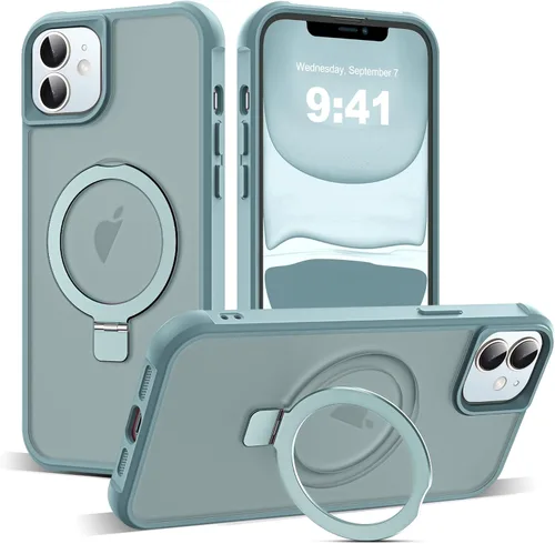 Miniatura 124 de SKYLMW – Funda compatible con iPhone 12 Pro Max y iPhone 13 Pro Max con soporte magnético invisible tipo anillo, fundas translúcidas para teléfonos