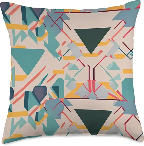 Miniatura 4 de Pure Pattern Paradise Colorful Abstract Geometric Pattern #064 Throw Pillow, 16x16, Multicolor