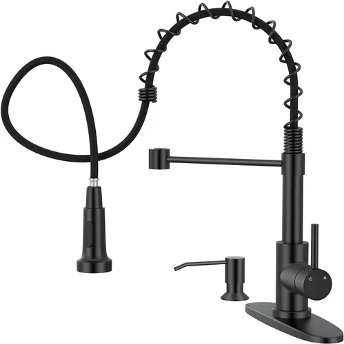 Miniatura 11 de Grifos de cocina con rociador extraíble, grifos para fregaderos de cocina, grifo de cocina cromado, mango único de acero inoxidable, 1 o 3 agujeros