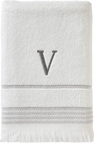 Miniatura 26 de SKL Home Toalla de baño casual con monograma, S, 28 x 54 pulgadas, color blanco