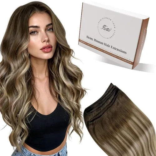 Miniatura 22 de Hetto - Extensiones de cabello humano real para coser, color negro azabache, #1, 12 pulgadas, 2.47 onzas Adhesivo suave, fuerte, uso diario