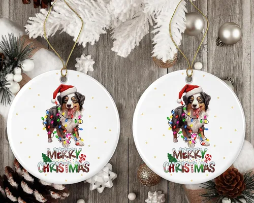 Miniatura 2 de Adorno de pastor australiano, adorno de Feliz Navidad, regalo de adopción de perro, adorno de primera Navidad, recuerdo del perro, adornos