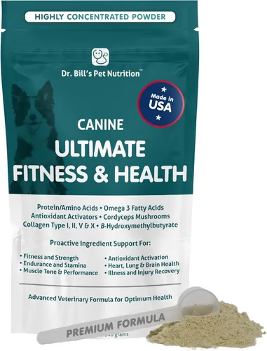 Dr. Bill's Canine Ultimate Fitness & Health - Multivitamínico diario para perros para energía, longevidad y apoyo de todo el cuerpo - Suplemento