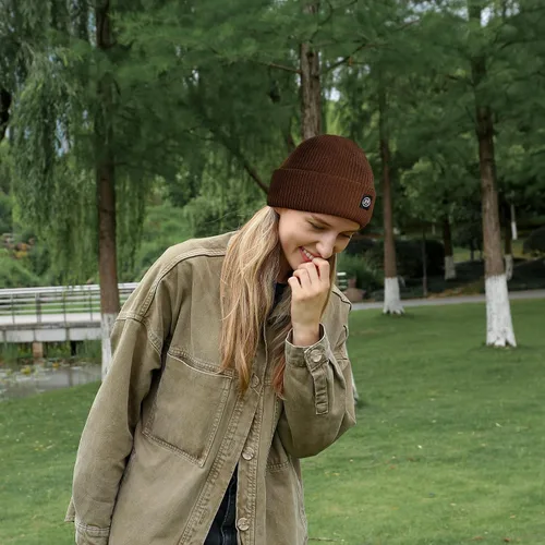 Miniatura 5 de Gorro para hombre con gorro de invierno con sonrisa, unisex, de punto, suave, cálido, con puños