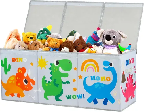 Miniatura 10 de decalsweet Caja de juguetes para niños, caja de almacenamiento de juguetes Oxford plegable con asas para niños, organizador de juguetes extra grande