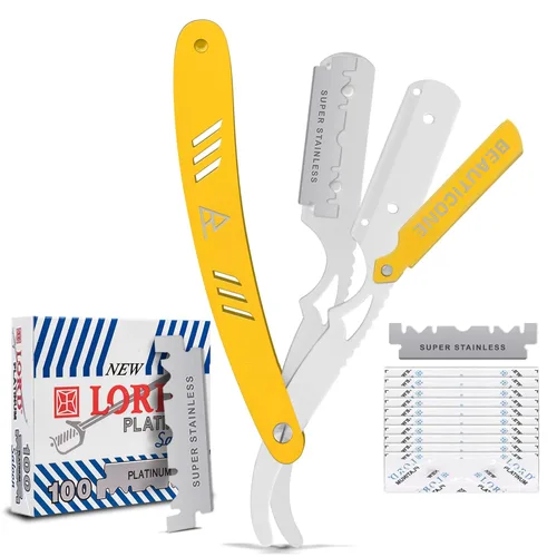 Miniatura 18 de Beauticone Navajas rectas para hombres, navaja de borde recto, 100 cuchillas de un solo filo, acero inoxidable, navaja de barbero para el afeitado