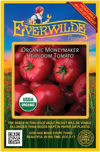 Everwilde Farms - 25 semillas de tomate orgánicas Moneymaker Heirloom - Paquete Gold Vault