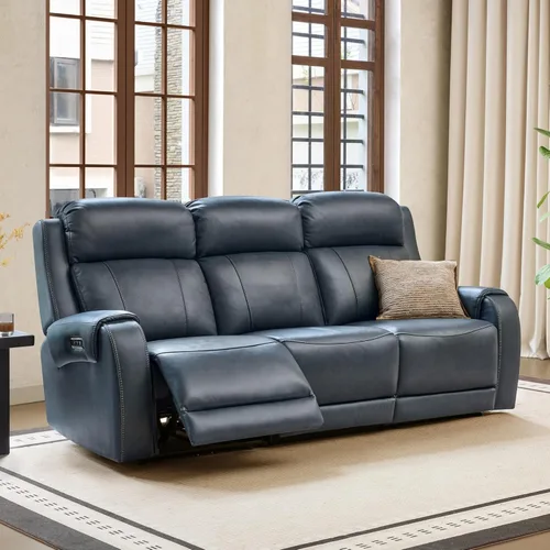 Miniatura 8 de CHITA Sofá reclinable eléctrico de piel auténtica, sofá reclinable con reposacabezas eléctrico, doble motor, puertos de carga USB, sofá reclinable