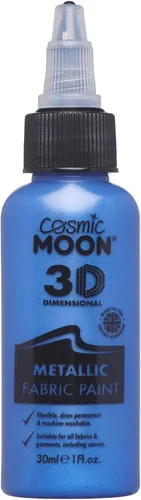 Cosmic Moon - Pintura metalizada para tela 3D - 1.01fl oz - Azul - Pintura textil para ropa, camisetas, bolsos, zapatos y lienzo