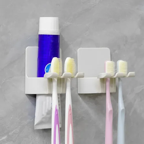 2 piezas de soportes para cepillo de dientes autoadhesivos montados en la pared, gancho para cepillo de dientes a prueba de agua, 3 en 1 con