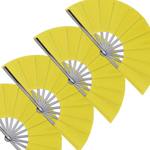 Miniatura 15 de Paquete de 2 ventiladores de mano plegables grandes, ventilador chino rojo de Kung Fu Tai Chi Chi, ventilador de tela de nailon para hombres