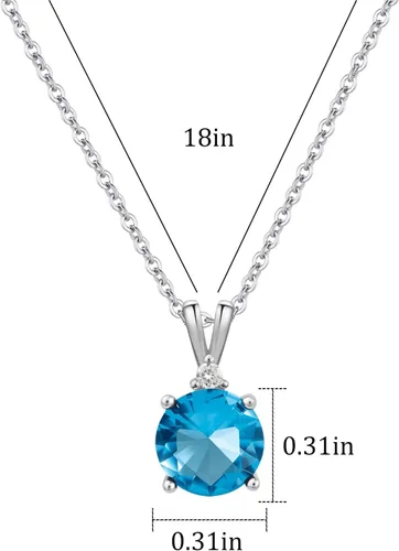 Miniatura 17 de 8mm Round Cubic Zirconia Sterling Silver Necklace Dainty Necklace Birthstone Jewelry Pendant Necklaces for Women