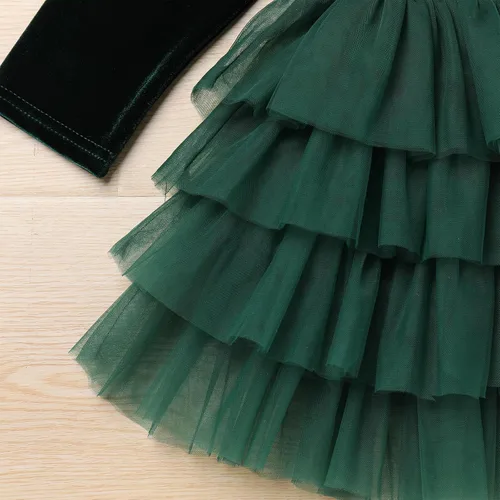 Miniatura 108 de IDOPIP Vestido tutú de terciopelo para niñas pequeñas, vestido de manga larga para princesa, Navidad, cumpleaños, fiesta, boda, vestidos de otoño e