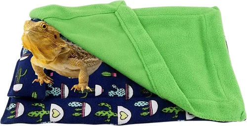 Cama de dragón barbudo con almohada, saco de dormir de lagarto, manta suave y cálida, terrarios accesorios para reptil, lagarto y dragón barbudo Azul
