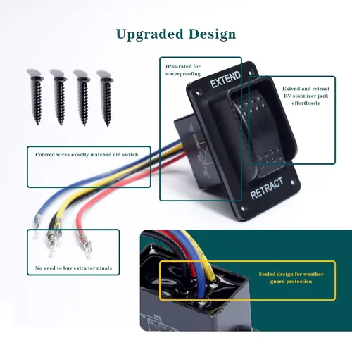 Miniatura 3 de 387874 Interruptor estabilizador de potencia con reemplazo de arnés para componentes de remolque Lippert 12V Extender Retract para gatos