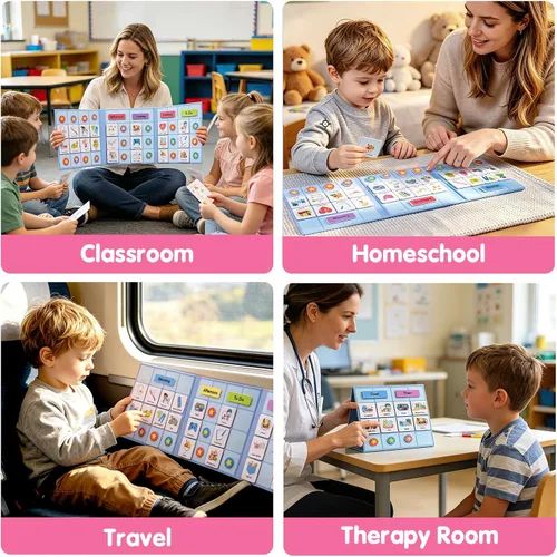 Miniatura 7 de Calendario visual para niños, 170 tarjetas visuales magnéticas y tablero magnético de tres pliegues, tabla de rutina diaria para autismo, TDAH
