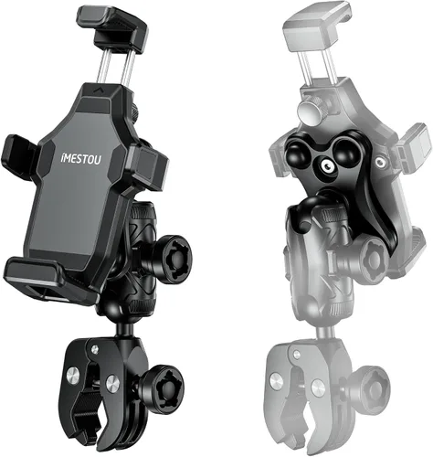 iMESTOU - Soporte de teléfono para motocicleta antivibración, 1 pulgada de bola para manillar, antirrobo y rotación de 360°, se adapta a teléfonos