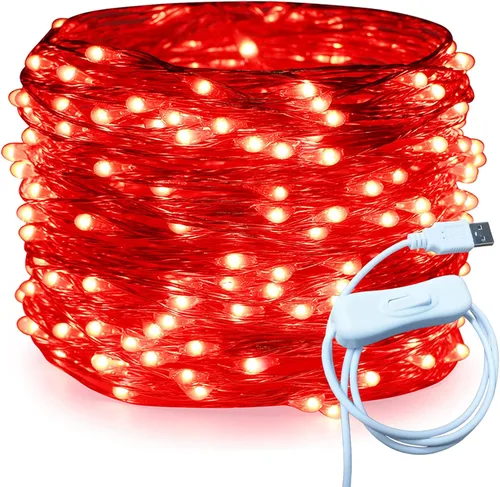 Miniatura 15 de RUICHEN Alambre de cobre de 33 pies, 100 luces LED USB con interruptor de encendido/apagado, verde