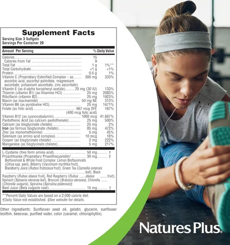 Miniatura 4 de NaturesPlus Hema-Plex Iron - 60 cápsulas blandas de acción rápida - Paquete de 2 - 85 mg de hierro + vitamina C y bioflavonoides para glóbulos rojos