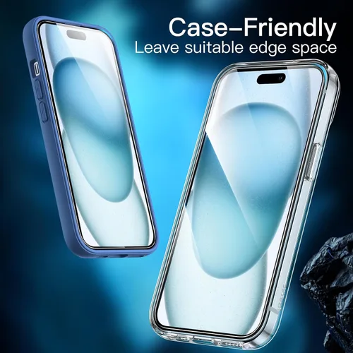Miniatura 8 de JETech Protector de pantalla para iPhone 15 Plus de 6.7 pulgadas, película de vidrio templado con herramienta de fácil instalación, compatible