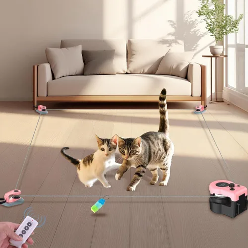 Miniatura 7 de Juguete interactivo para gatos para interiores – Cinta de correr automática para gatos con control remoto, 3 velocidades, motor silencioso y diseño