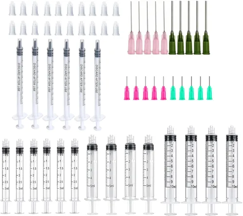 Miniatura 10 de Juego de jeringas aplicadoras dispensadoras, 5 jeringas dispensadoras de 10 ml con agujas dispensadoras y tapas para manualidades de quilling
