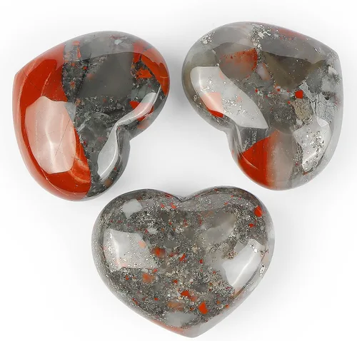 Miniatura 3 de SMQ Piedra de sangre de África, piedras de cristal en forma de corazón, piedras preciosas naturales, pisapapeles, bolsillo hinchado, gran sanación