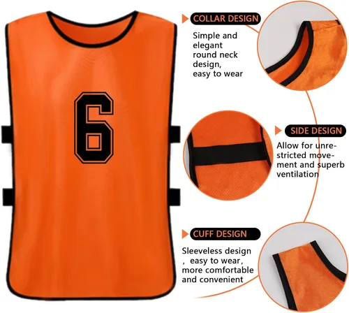 Miniatura 2 de brooman Scrimmage - Chaleco de entrenamiento para niños, jóvenes y adultos, camiseta de práctica de fútbol atlético (12 y 24 unidades)
