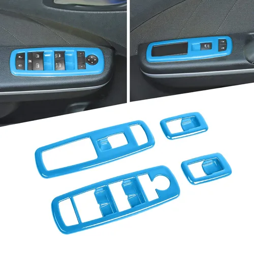Miniatura 19 de Voodonala Interruptor de elevación de ventana, botón de control de elevalunas eléctrico, embellecedor para Dodge Charger Durango 2011-2025, para RAM