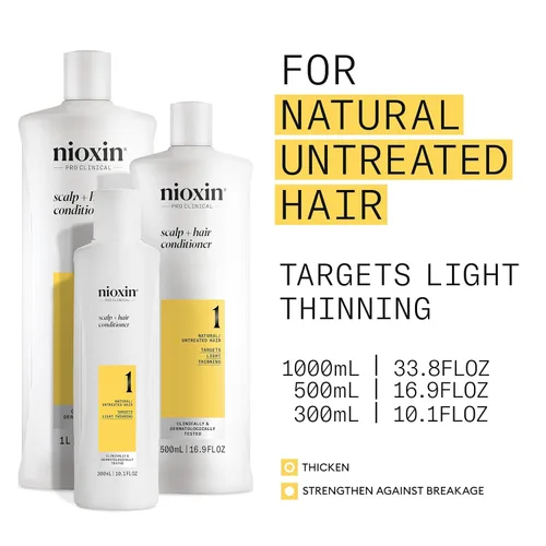 Miniatura 3 de Nioxin Sistema 1, acondicionador de terapia, con aceite de menta, trata el cuero cabelludo sensible y proporciona humedad, para cabello natural