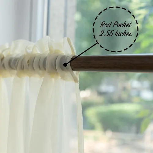 Miniatura 4 de PearAge Cortinas Cenefa Transparente con Cuentas para Sala de Estar, Cenefa de Ventana de Granja con Bolsillo para Barra, Cenefa de Cortina de Gasa