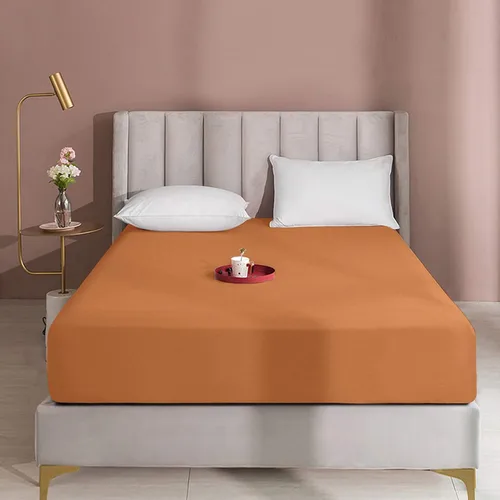 BEDSUM - Sábana bajera de microfibra con bolsillo profundo para colchón, resistente a las arrugas, la decoloración y las manchas Naranja pálido
