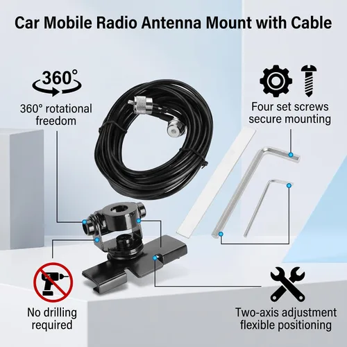 Miniatura 3 de Soporte de montaje de antena de jamón de coche para radio móvil, soporte de maletero para tapa de tronco/Hatchback/Montaje de puerta para FT-1802M