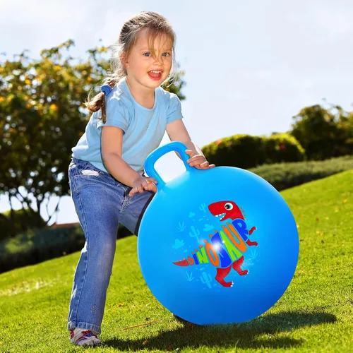 Miniatura 5 de Pelota saltarina, juguetes de dinosaurio para saltar para niños, pelota hinchable de 18 pulgadas con asa, juguetes saltarines azules inflables