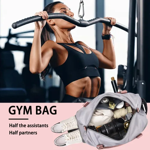 Miniatura 67 de Bolsa de gimnasio con bolsillo húmedo, bolsa de viaje plegable para mujer, bolsa de viaje impermeable para viajes, gimnasio, yoga