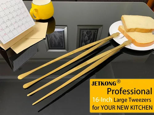 Miniatura 4 de Jetkong 2 pinzas de cocina de 40.6 cm, extra grandes, de acero inoxidable, para alimentos, pinzas de cocina gigantes (color dorado)