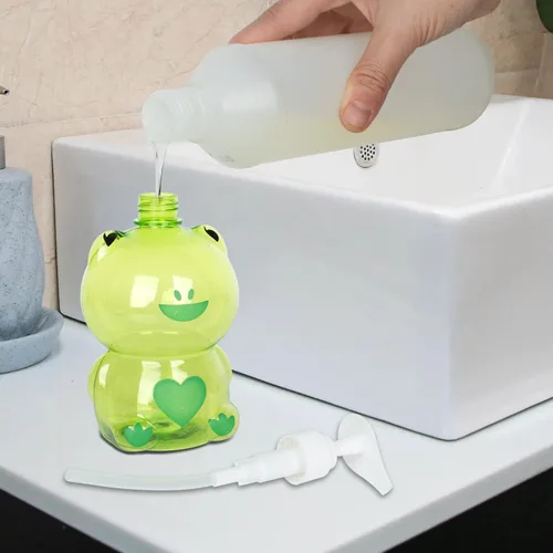 Miniatura 5 de Dispensador de jabón de manos, dispensador de jabón de rana de plástico para niños, botella de desinfectante líquida, dispensador de encimera