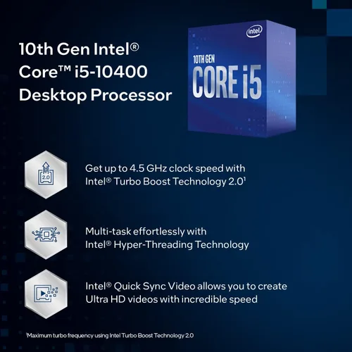 Miniatura 3 de Intel Core i5-10400 Procesador de escritorio 6 núcleos hasta 4.3 GHz LGA1200 (chipset Intel serie 400) 65W, número de modelo: BX8070110400