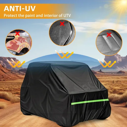 Miniatura 5 de Funda para UTV de 2 a 3 plazas, impermeable, resistente, 600D, lado a lado, compatible con Polaris RZR Ranger Can-Am Defender Teryx Pioneer
