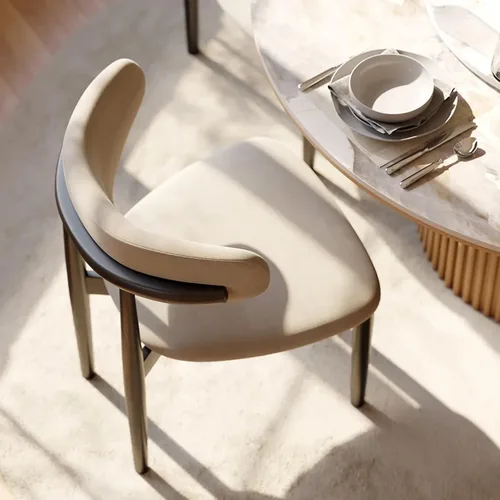 Miniatura 6 de POVISON Juego de 2 sillas de comedor modernas, sillas de comedor negras sin brazos con cojines de arpillera y madera de fresno de color nogal