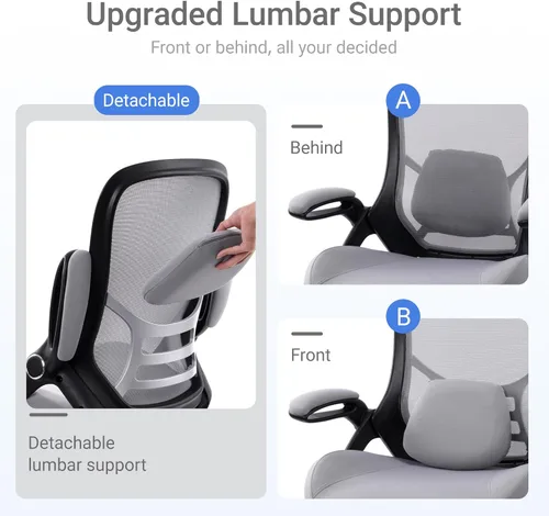 Miniatura 5 de HYLONE Silla de Oficina de Servicio Pesado de 400 libras, Silla de Escritorio Ergonómica con Asiento Engrosado de 5", con Reposabrazos Ajustables