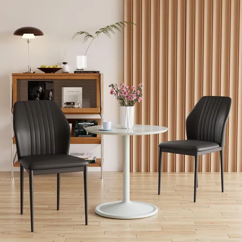 Miniatura 16 de ZckyCine Silla de comedor de piel sintética, silla de sala de estar, moderna silla auxiliar sin brazos de cocina con patas de metal