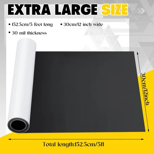 Miniatura 2 de Relaxweex Rollo de lámina magnética adhesiva extra grande de 12 pulgadas x 5 pies x 30 mil, no imprimible, parte trasera adhesiva, cortada y Mate