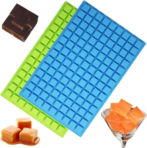 Miniatura 2 de SENHAI 2 paquetes de moldes cuadrados de silicona, 126 cavidades flexibles y antiadherentes para cubitos de hielo, moldes de gelatina de chocolate