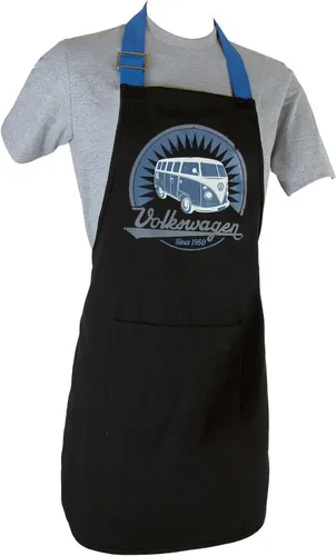 BRISA VW Collection - Delantal de cocina Volkswagen para hornear para mujeres y hombres con motivo de autocaravana VW T1 (logotipo vintage/negro)