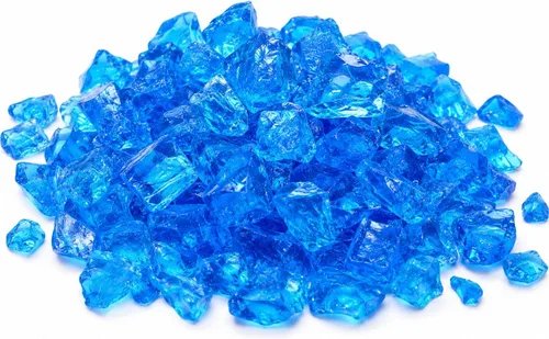 Miniatura 35 de GRISUN Vidrio de fuego azul océano Pacífico para hoguera, 10 libras 1/2 pulgada rocas de vidrio templado para chimenea natural o propano, seguro